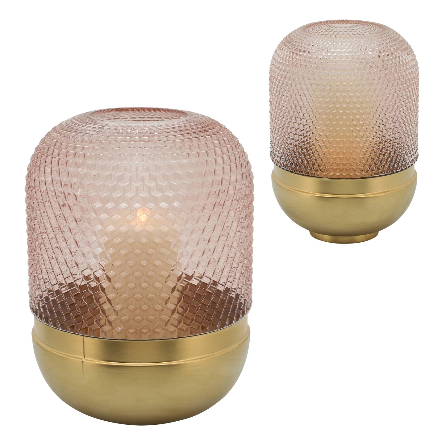 Decorative Vase - Pink/Gold Glass Metal Textured Dots, 11 in