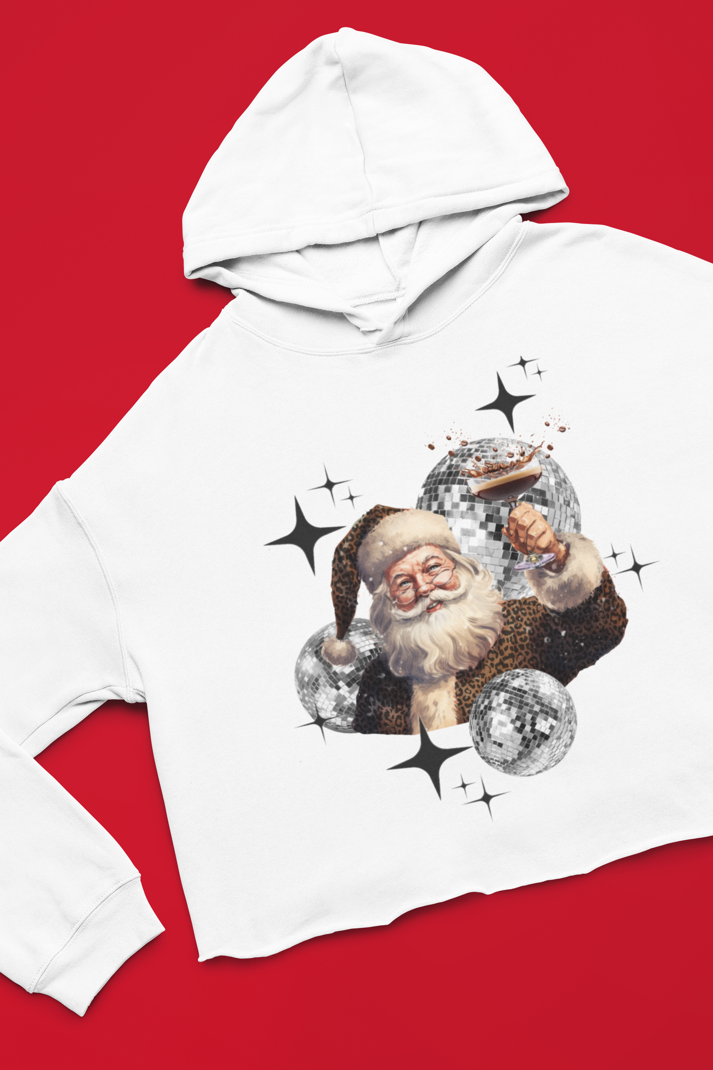 Christmas Cheers Santa Tee Sweatshirt Long Sleeve Crop