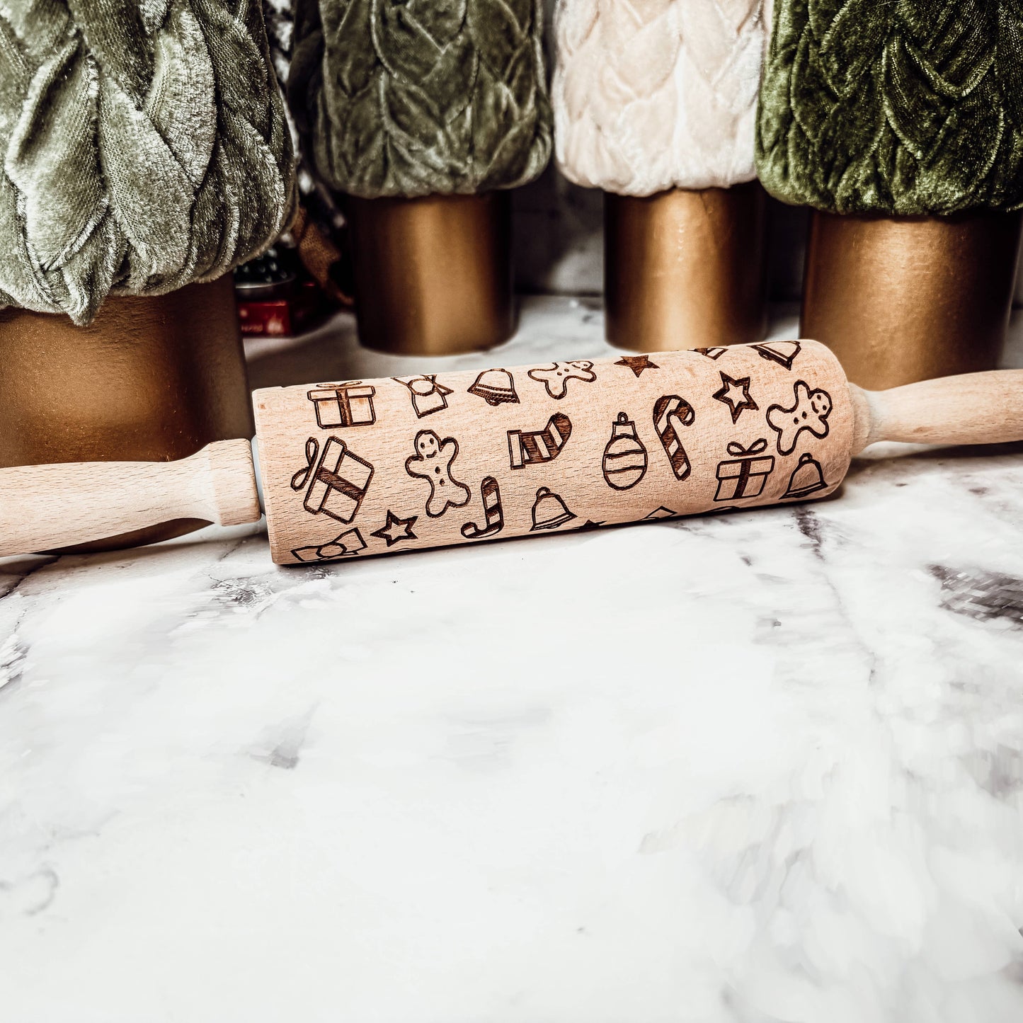 Christmas Embossed Rolling Pins – Reindeer, Gingerbread & Holiday Variety - Holiday Baking Gift