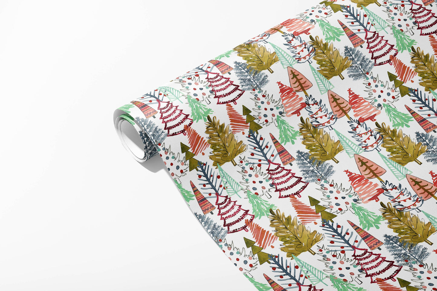 Colorful Christmas Trees Wrapping Paper - 3 Sheet Roll