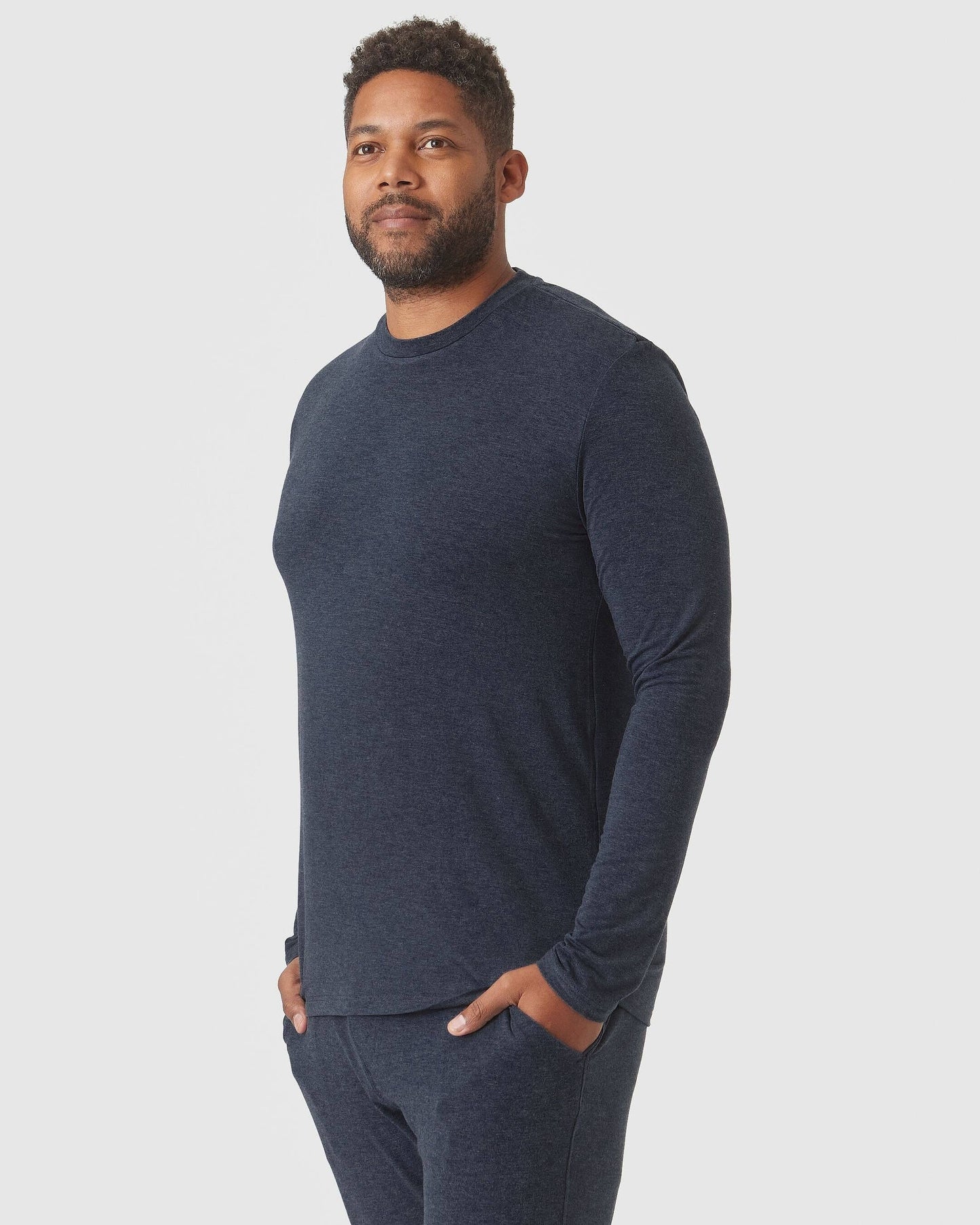 Heather Navy Long Sleeve Loungewear Tee