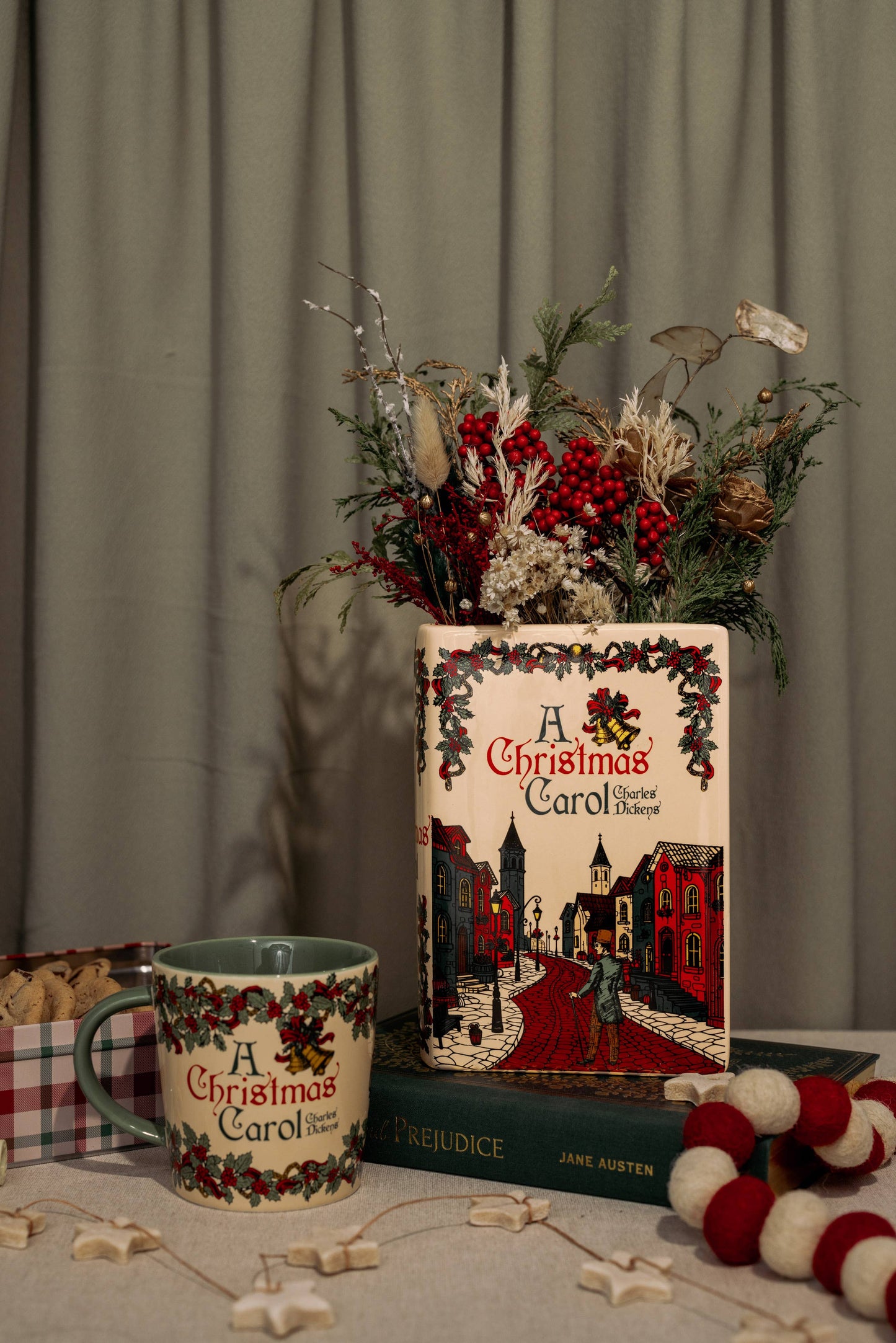 Large Holiday Book Vase, A Christmas Carol