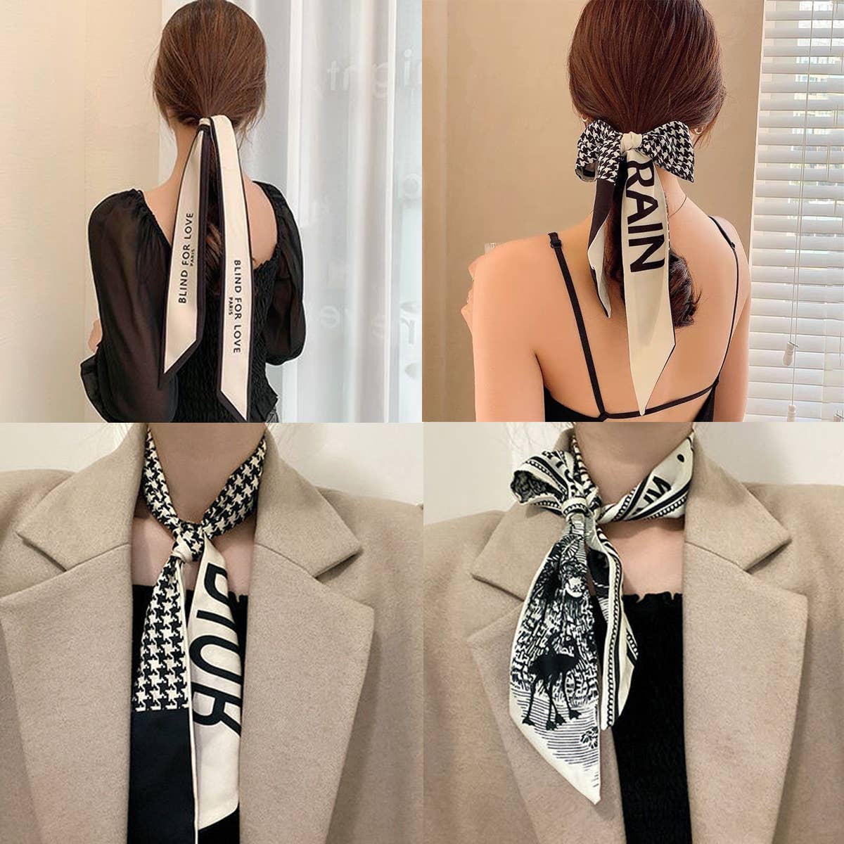Women’s 35" Polka Dot Silky Wrap Neck Scarf_CWASC0207