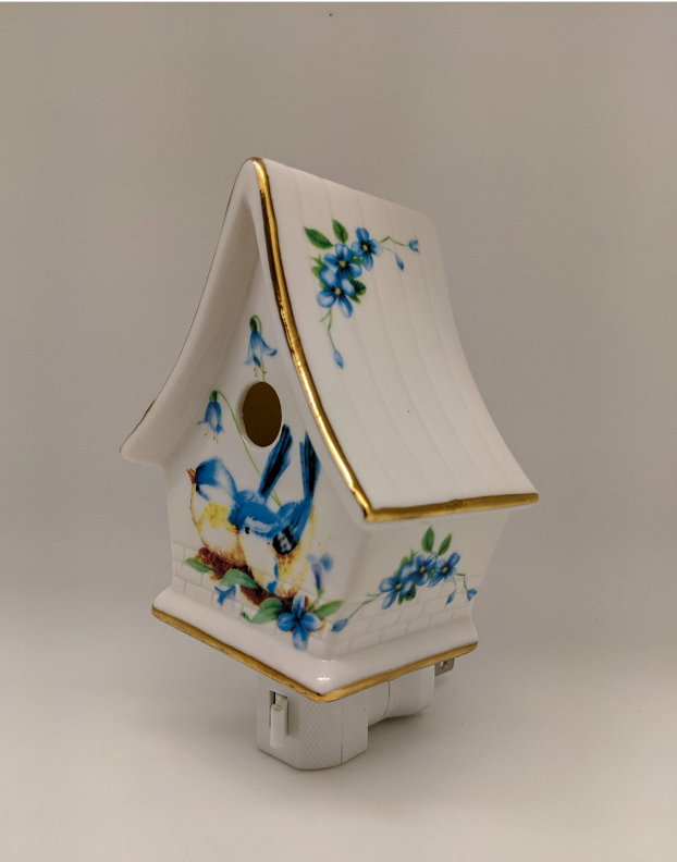 Night Lights - Porcelain blue bird Birdhouse
