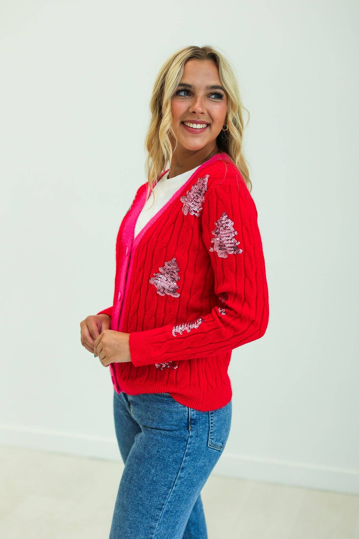 Tree Sequins Cardigan (Inclusive Sizing)