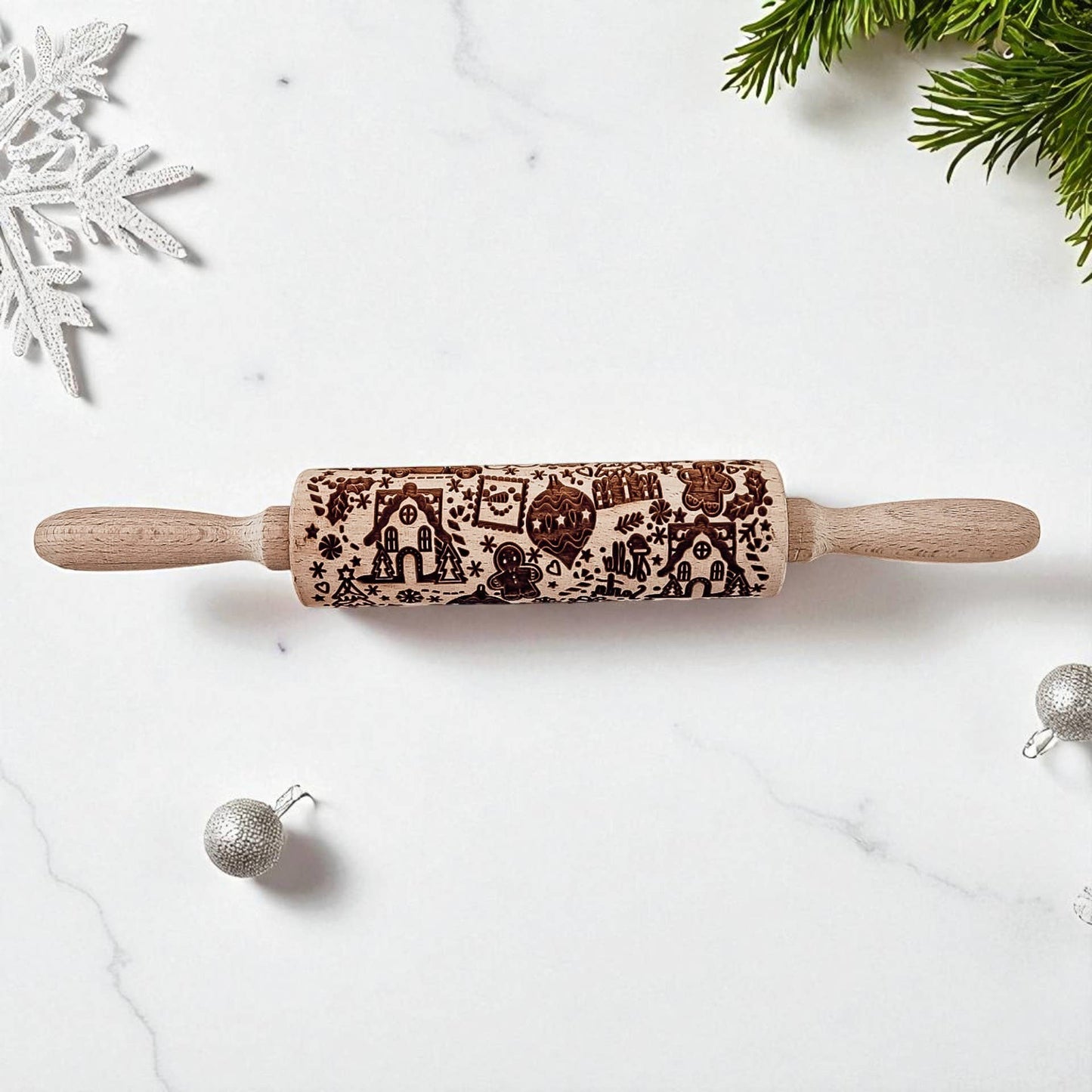 Christmas Embossed Rolling Pins – Reindeer, Gingerbread & Holiday Variety - Holiday Baking Gift