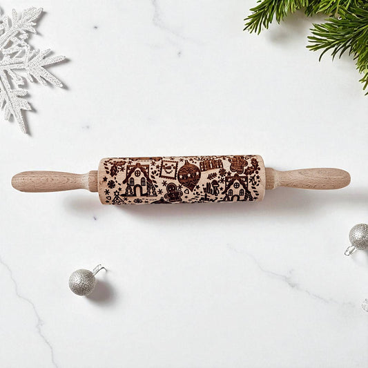 Christmas Embossed Rolling Pins – Reindeer, Gingerbread & Holiday Variety - Holiday Baking Gift