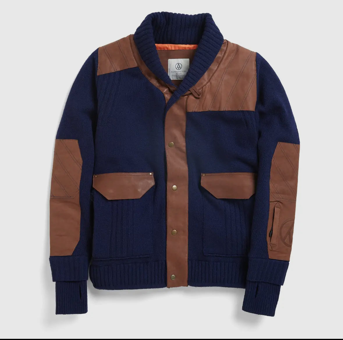 Grey Shawl Collar Jacket – Premium Lambswool & Leather Alpine Outerwear