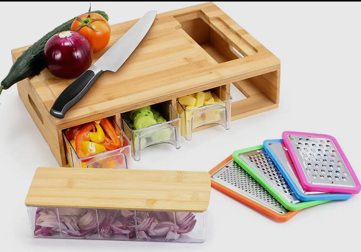 Bamboo Food Prep Station – Multi-Functional, Eco-Friendly & a Must-Have for Every Kitchen