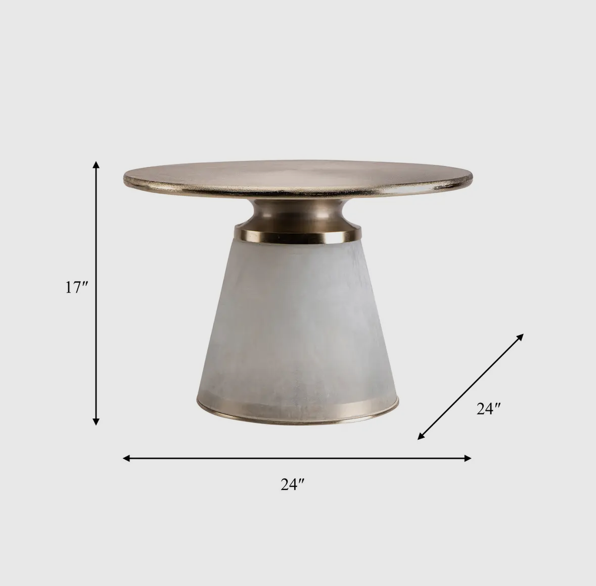 Metal Glass Round Coffee Table (17”)