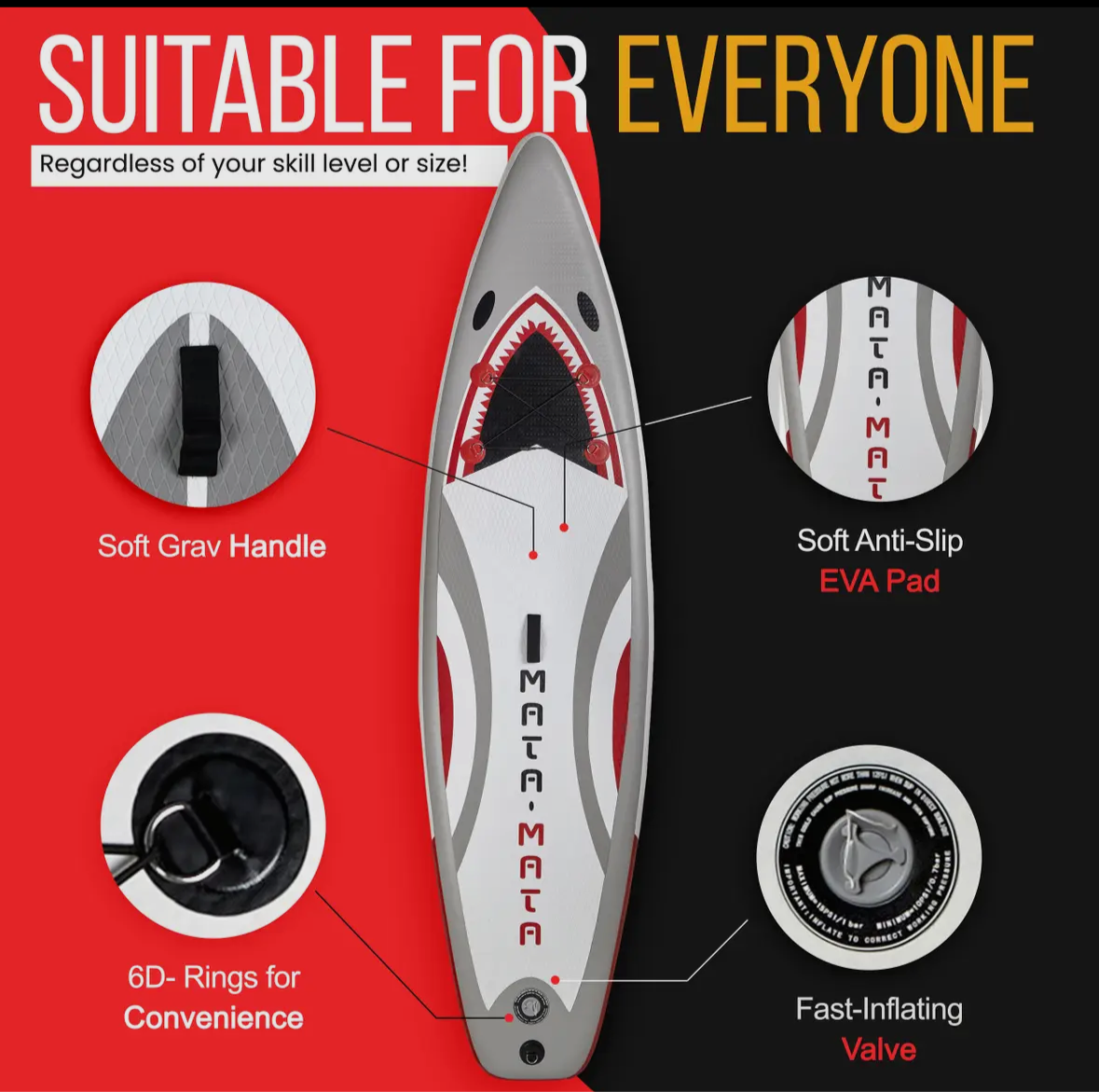 🏄‍♀️ MATA MATA Shark Flight 10’ Inflatable Stand-Up Paddle Board