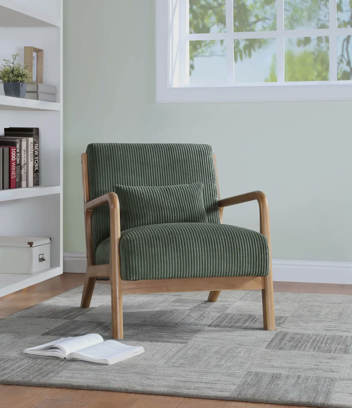 Corduroy Wooden Lounge Chair – Nordic Style Seating
