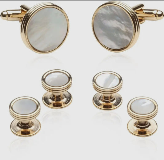 Men’s Mother of Pearl Cufflinks & Shirt Stud Set