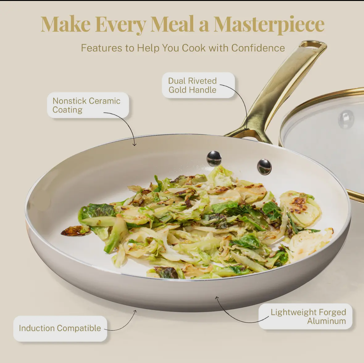 15-Piece White & Gold Ceramic Nonstick Cookware Set – Gotham Steel / Granitestone