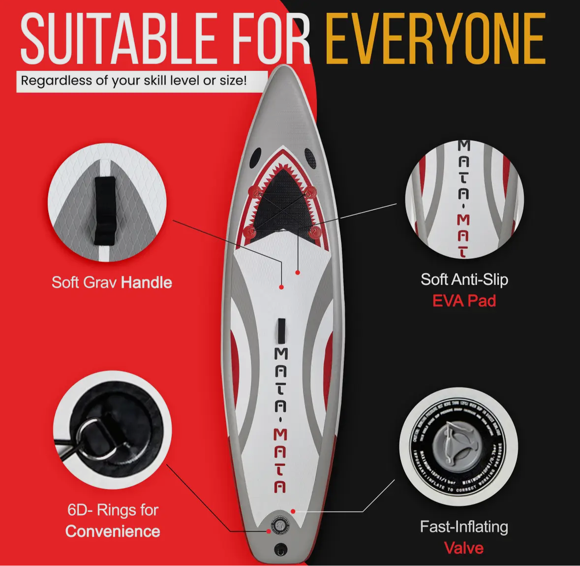 🏄‍♀️ MATA MATA Shark Flight 10’ Inflatable Stand-Up Paddle Board