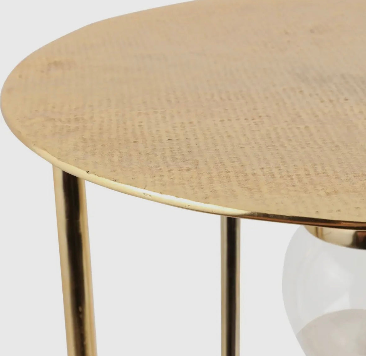 Metal Modern Hourglass Side Table – Gold Accent Table with Marble Detail