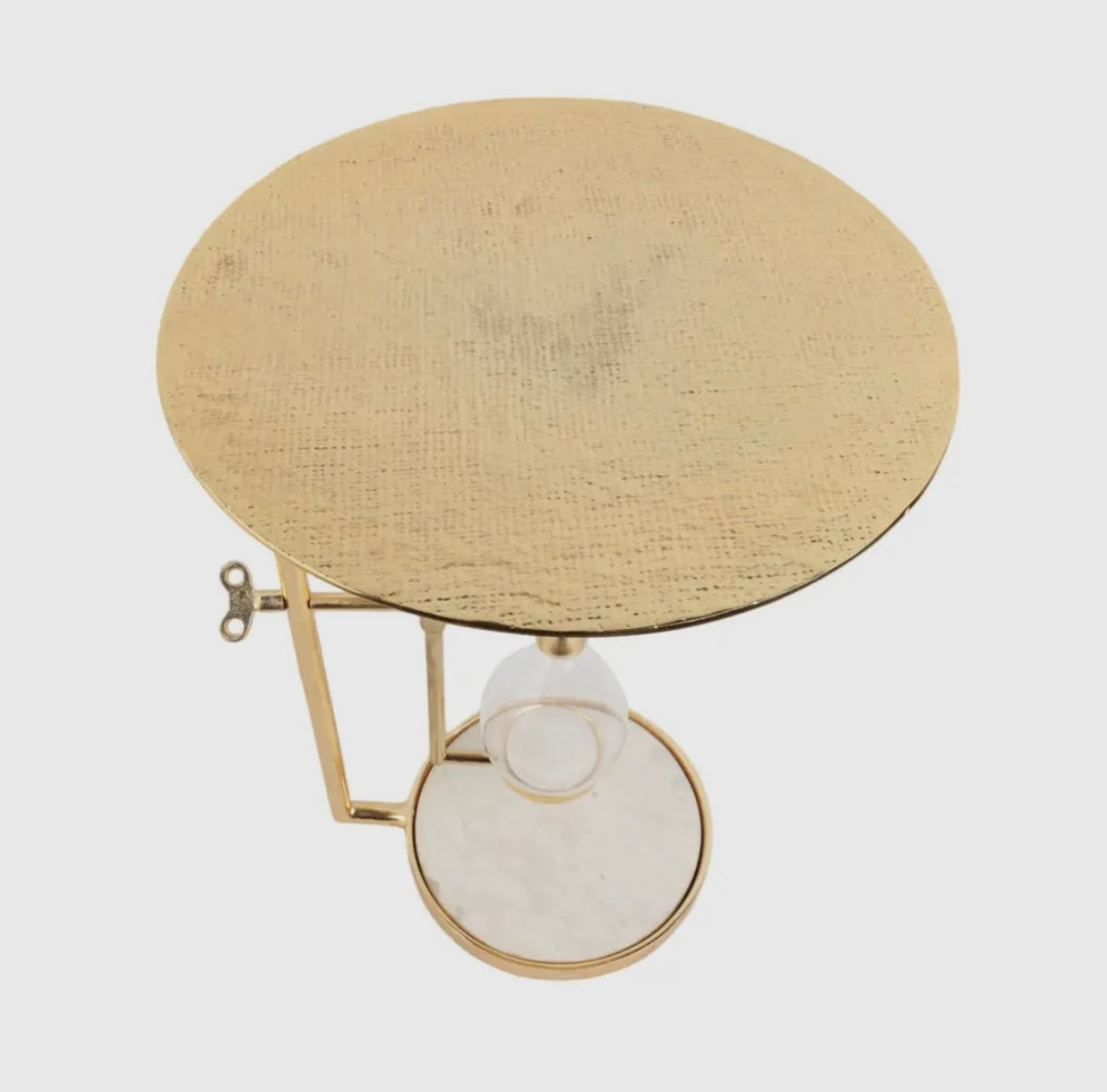 Metal Modern Hourglass Side Table – Gold Accent Table with Marble Detail