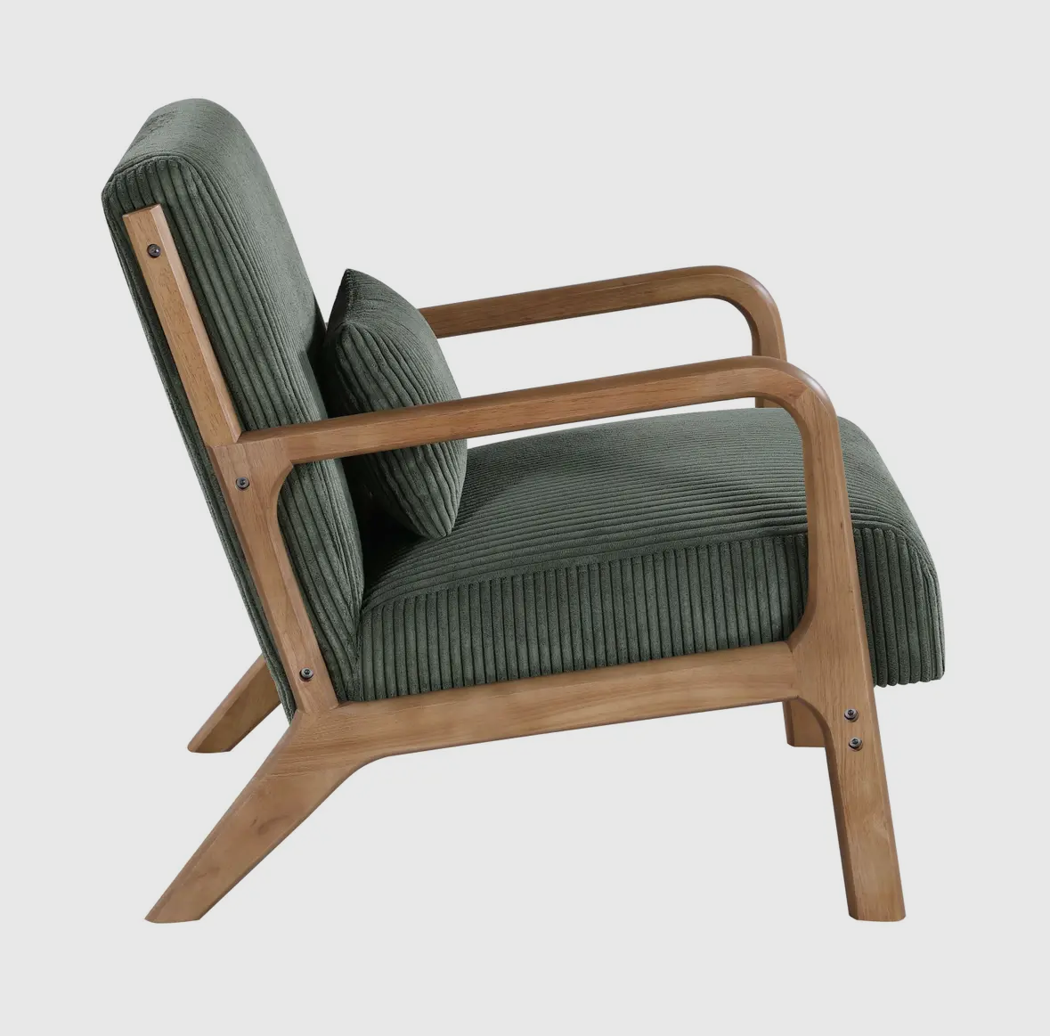 Corduroy Wooden Lounge Chair – Nordic Style Seating