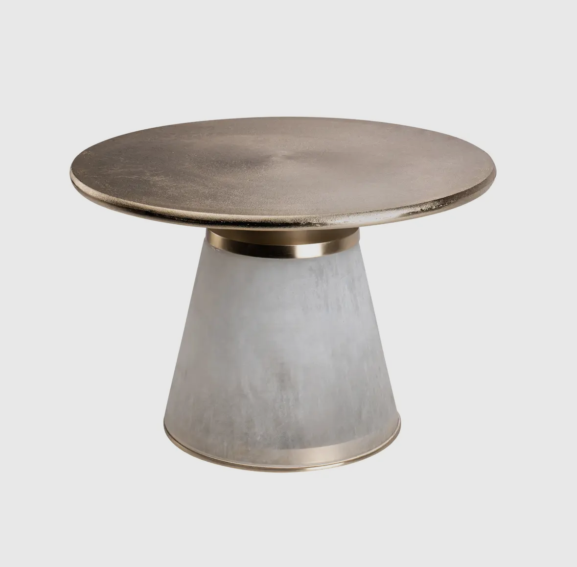 Metal Glass Round Coffee Table (17”)
