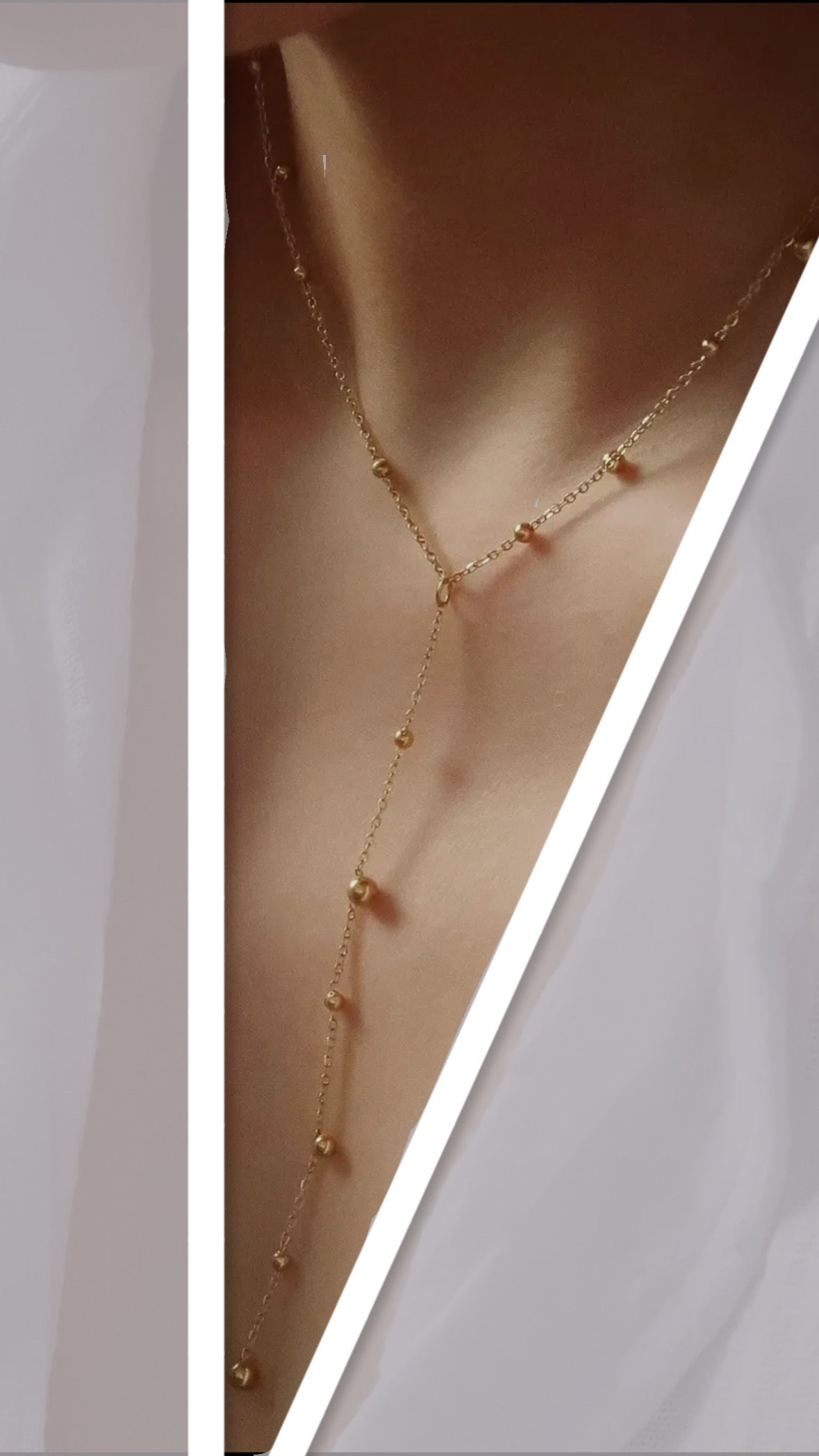 Brisse 18K Gold Non-Tarnish Dressy Beaded Y Lariat Necklace