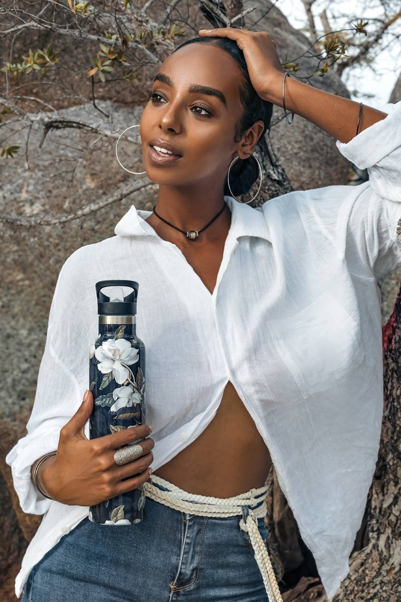 Magnolia – Dark Garden Insulated Water Bottle | 25oz