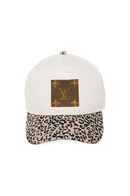 Upcycled Leopard and Ivory Cap – Preorder