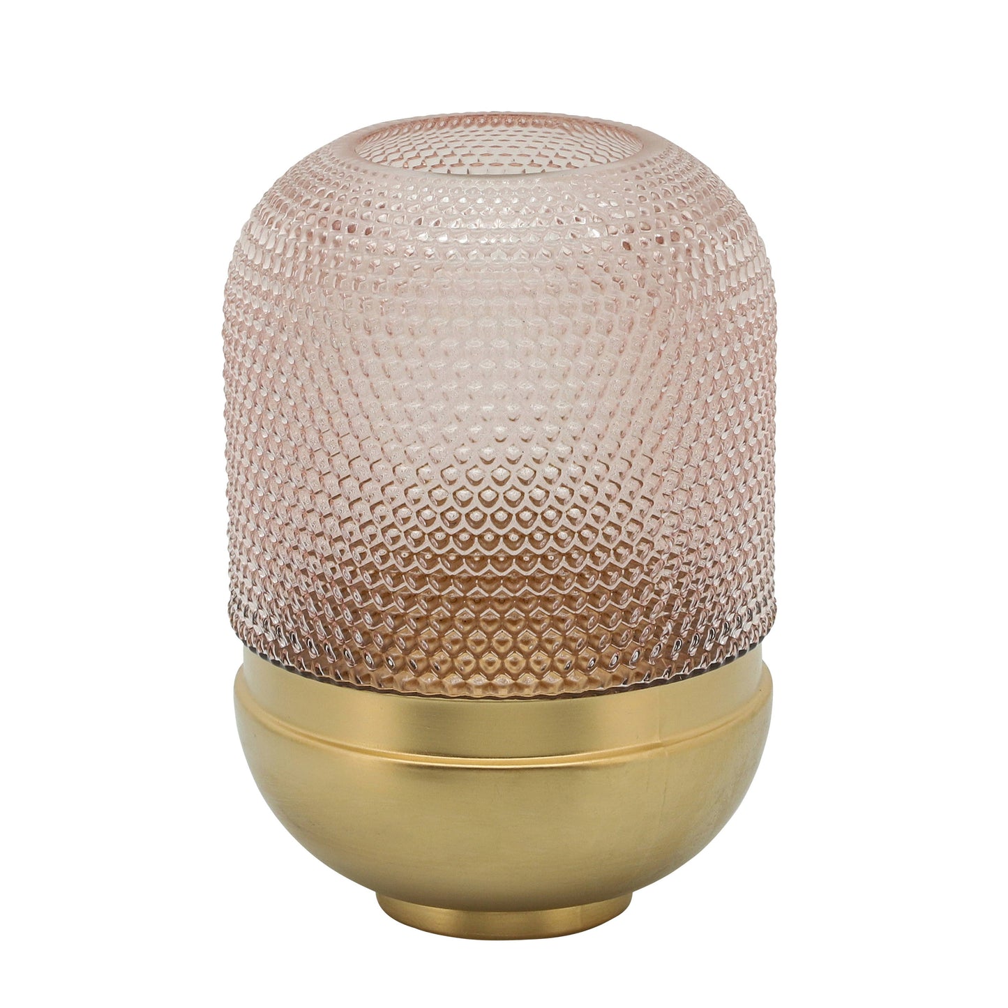 Decorative Vase - Pink/Gold Glass Metal Textured Dots, 11 in