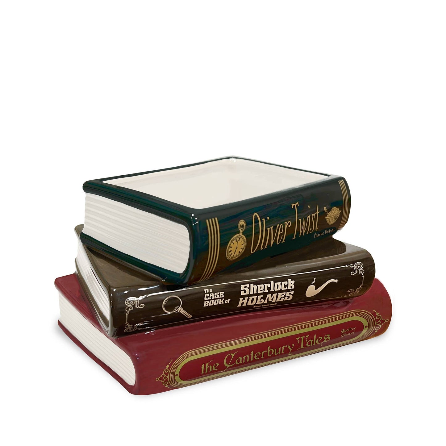 Stacked Book Planter – Sherlock Holmes Literary Ceramic Planter for Book Lovers