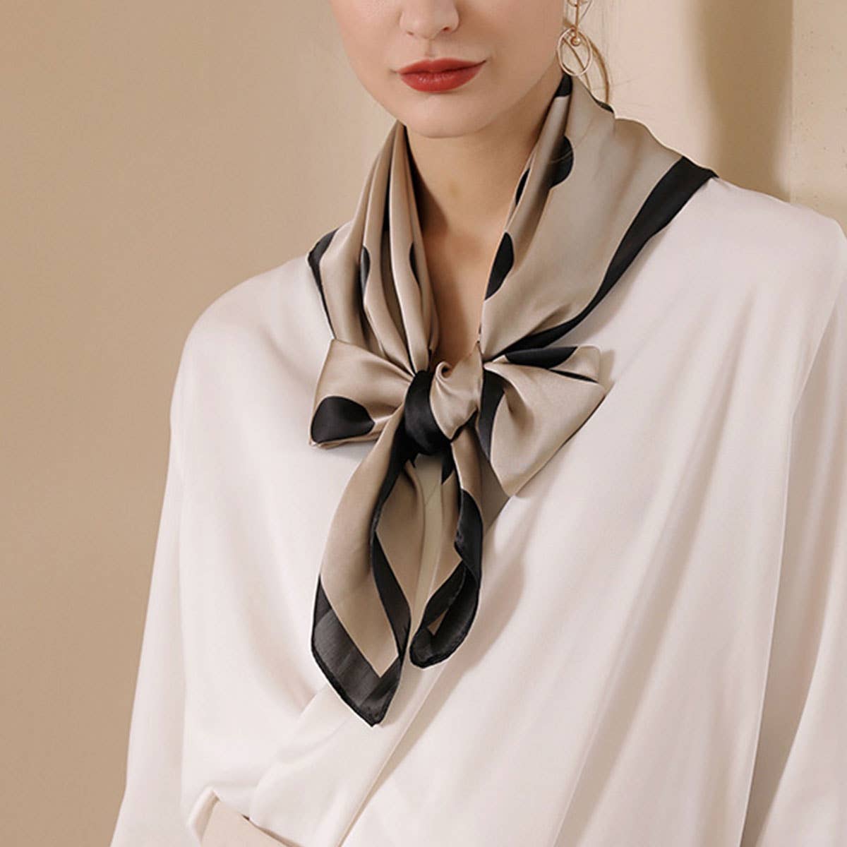 Women’s 35" Polka Dot Silky Wrap Neck Scarf_CWASC0207
