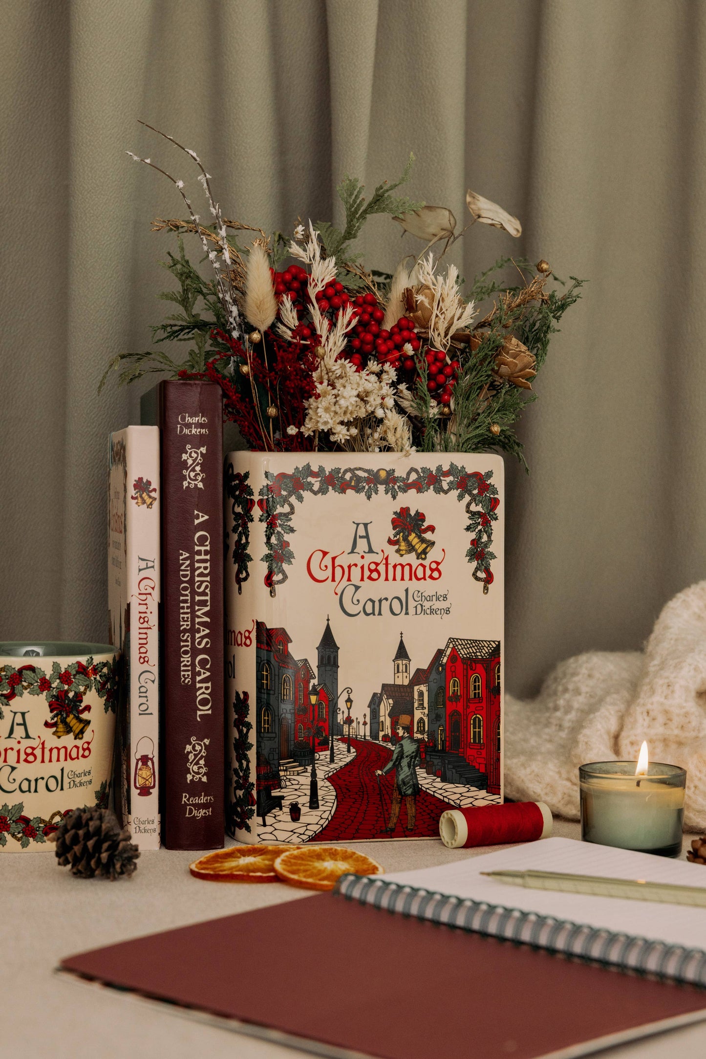 Large Holiday Book Vase, A Christmas Carol