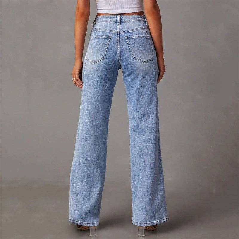 High-Waisted Wide-Leg Stretch Jeans