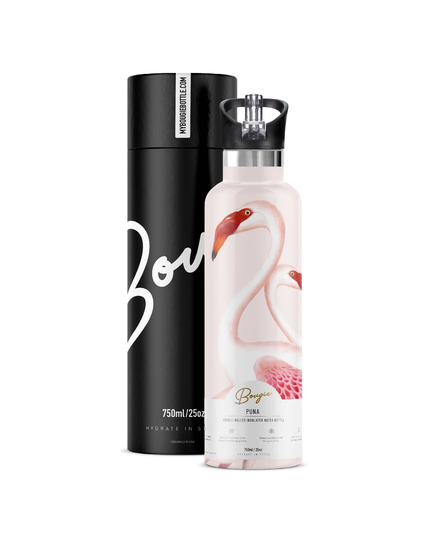 Puna – Flamingo Nostalgia Insulated Water Bottle | 25oz