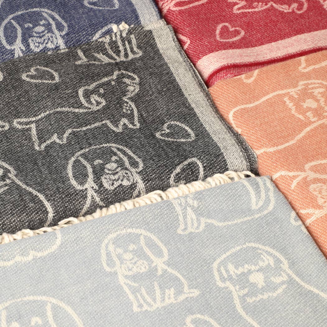 Reversible Puppy Print Cashmere Feel Shawl Scarf