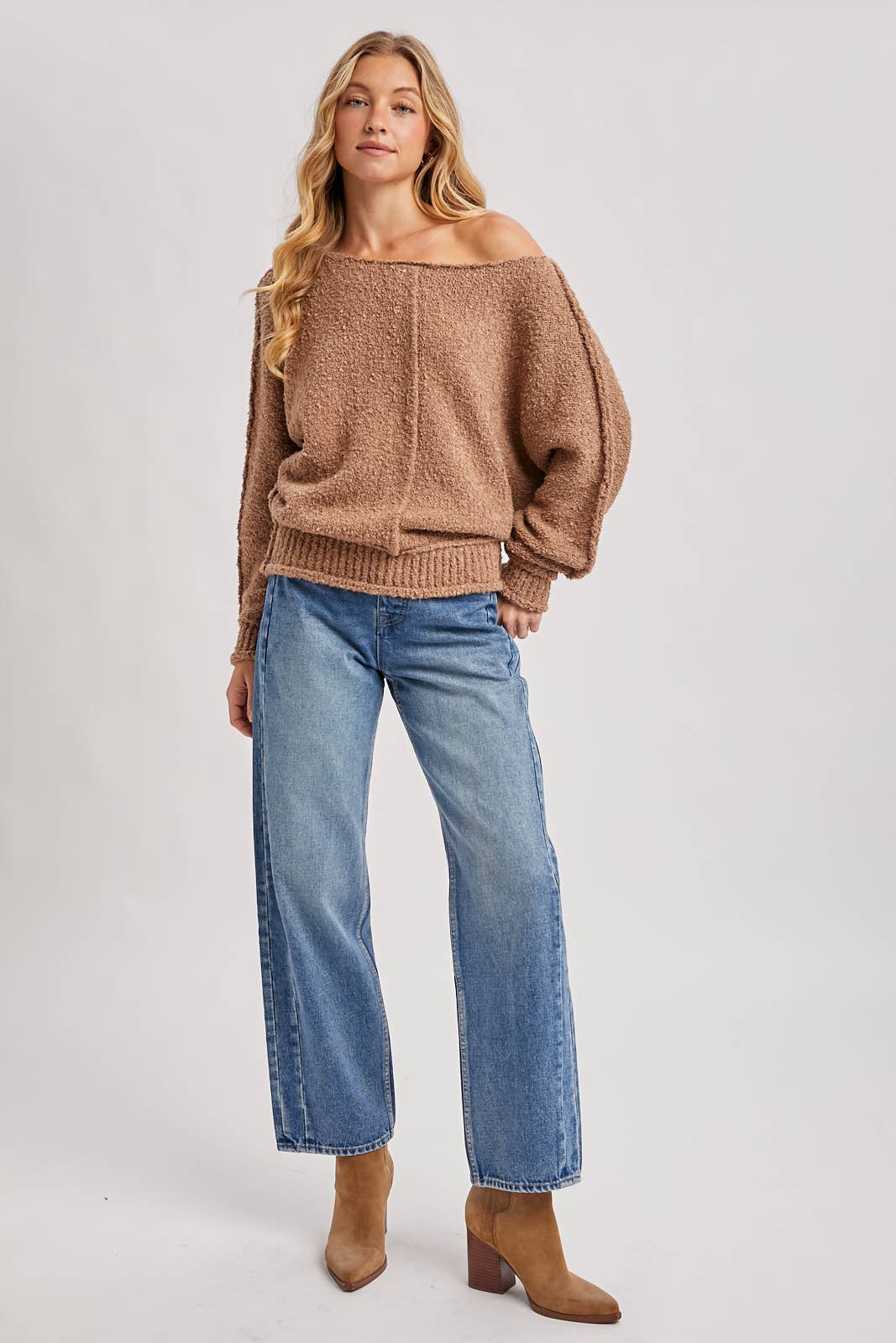 MEDIUM WASH DENIM HIGH-RISE STRAIGHT LEG PANTS JEANS