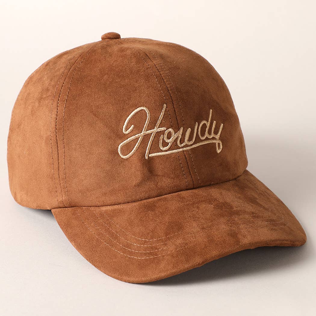 Howdy Embroidered Suede Baseball Cap