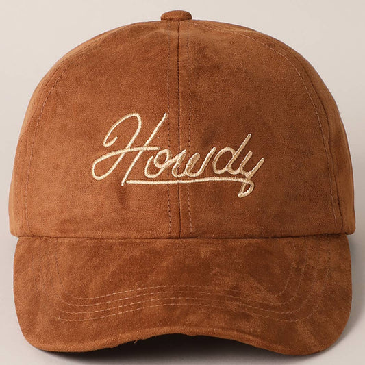 Howdy Embroidered Suede Baseball Cap