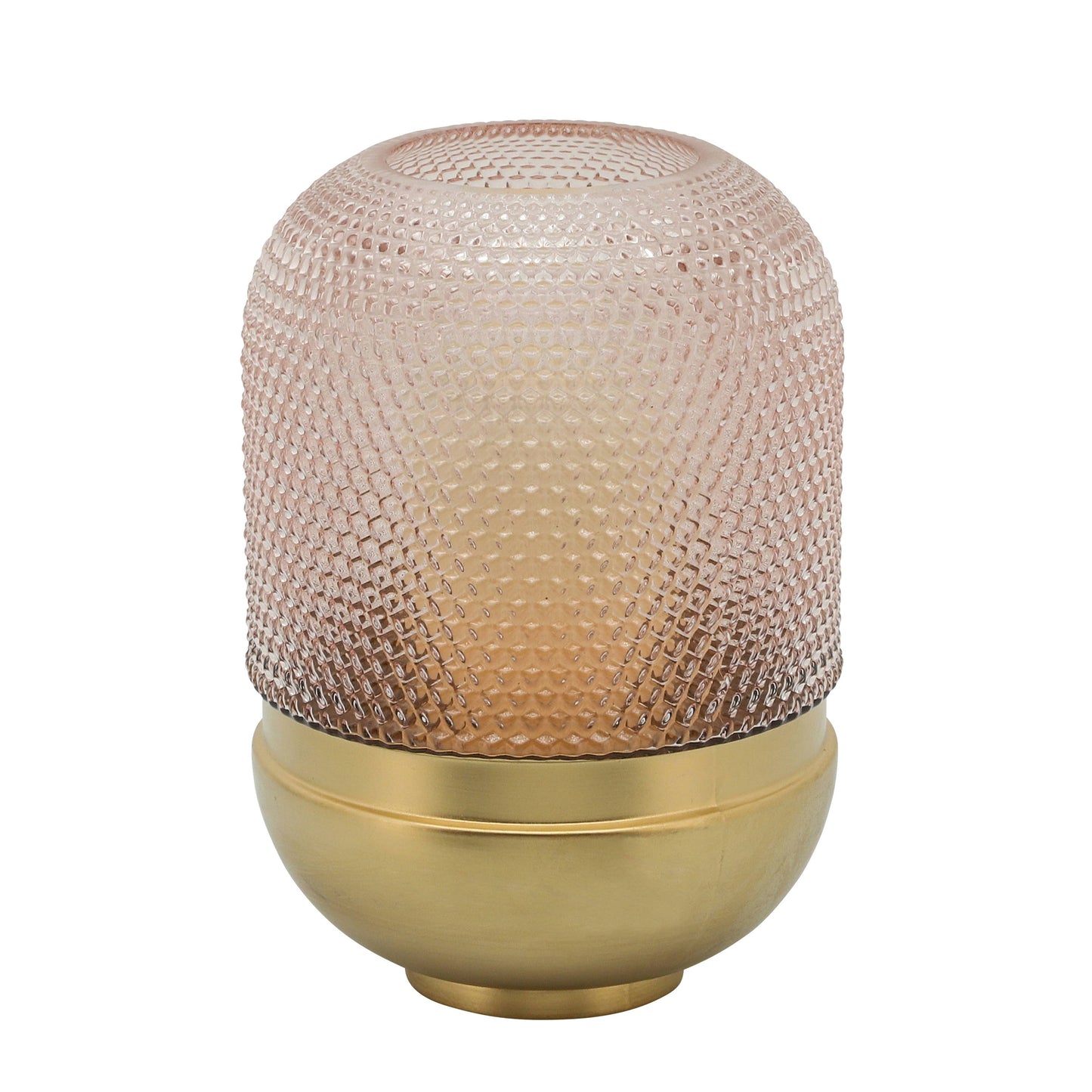 Decorative Vase - Pink/Gold Glass Metal Textured Dots, 11 in