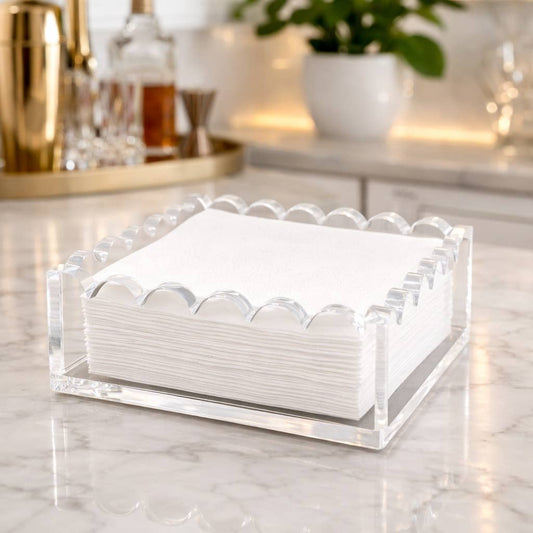 Cocktail Napkin Holder, Scalloped/Clear