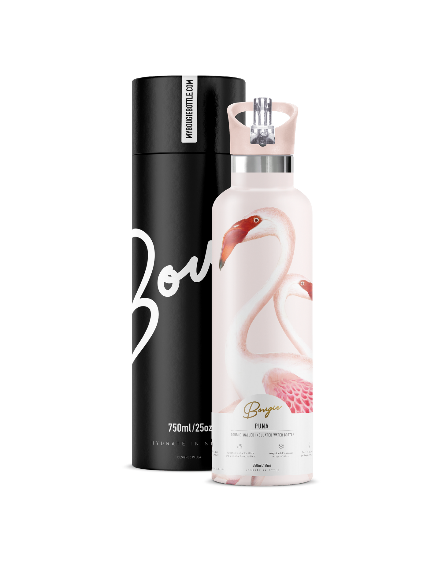 Puna – Flamingo Nostalgia Insulated Water Bottle | 25oz