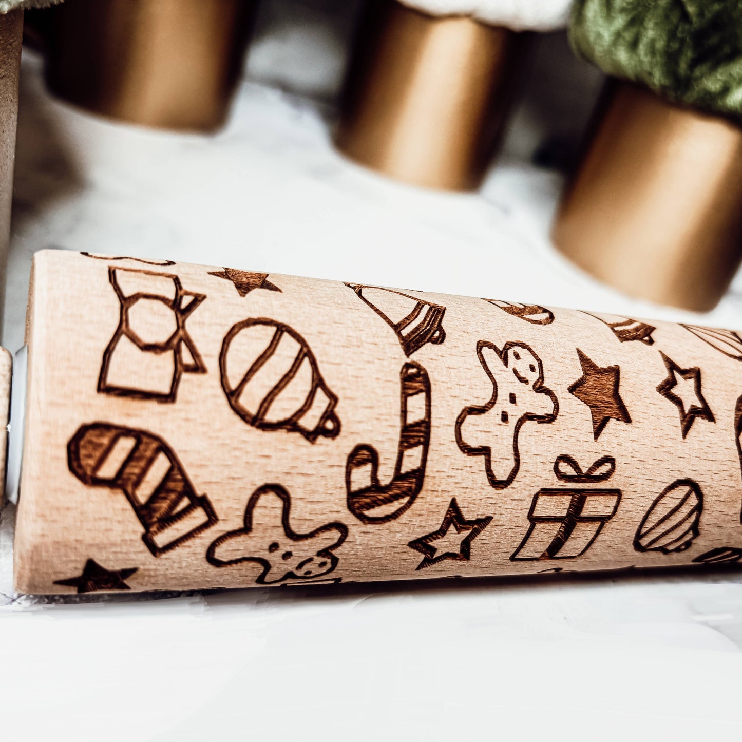 Christmas Embossed Rolling Pins – Reindeer, Gingerbread & Holiday Variety - Holiday Baking Gift