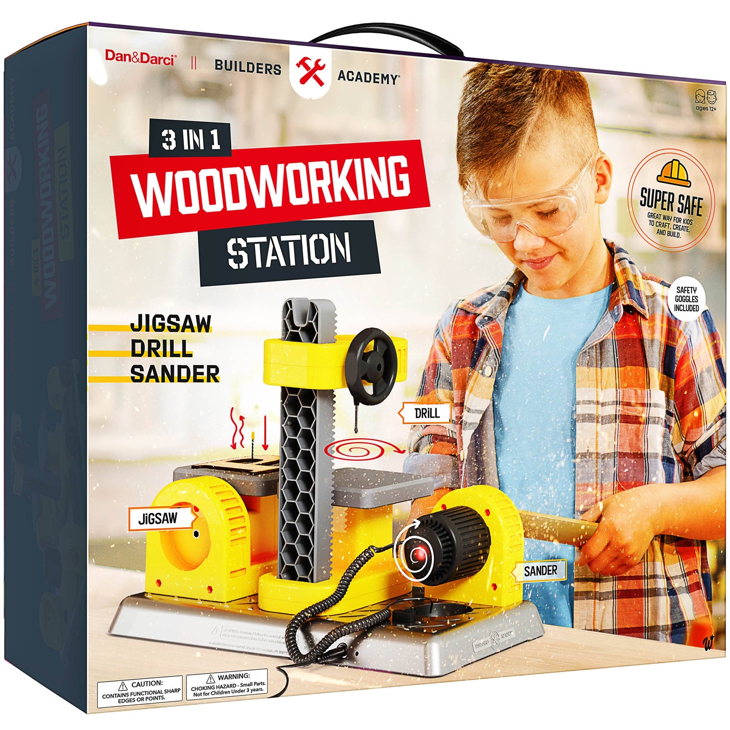 3-in-1 Woodworking Station for Kids Real Construction Tools