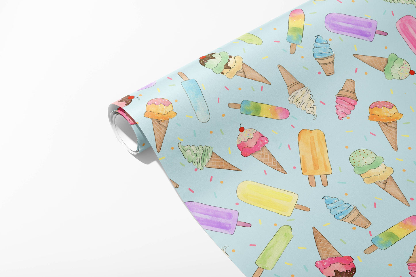 🍦 Ice Cream Wrapping Paper – 3 Sheet Set