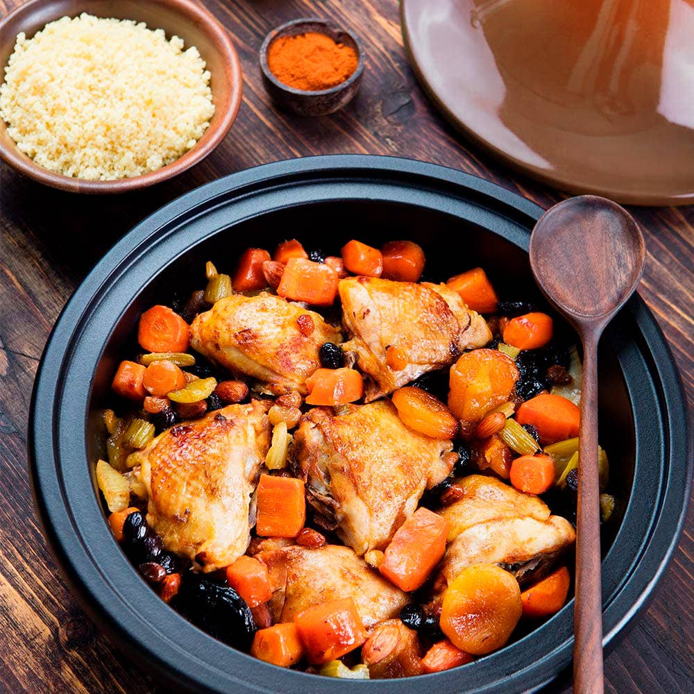 Kook Moroccan Enameled Cast Iron Tagine, Blue, 3.3 Qt