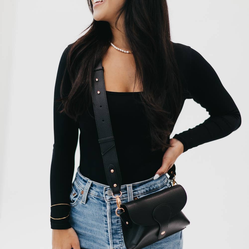 Khloe Vegan Leather Crossbody - Black