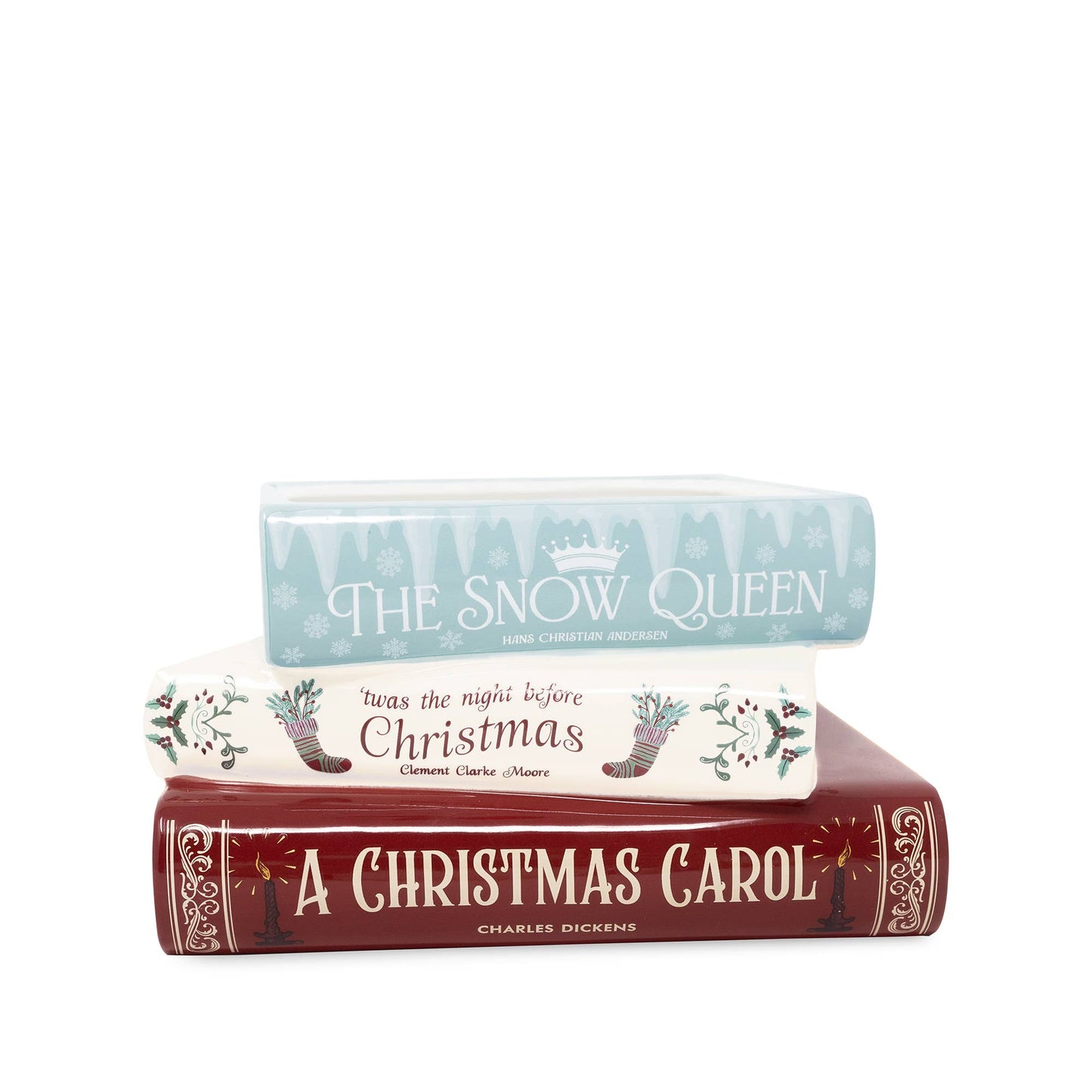 🎄 Stacked Book Planter – A Christmas Carol (Holiday Edition)