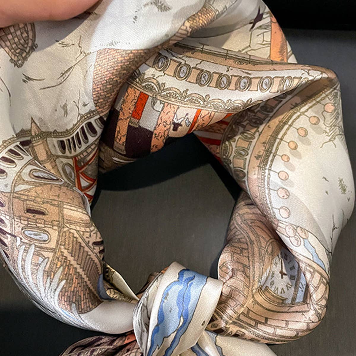 French Vintage Silk Square Scarf - Neck Accessory_CWASC0609
