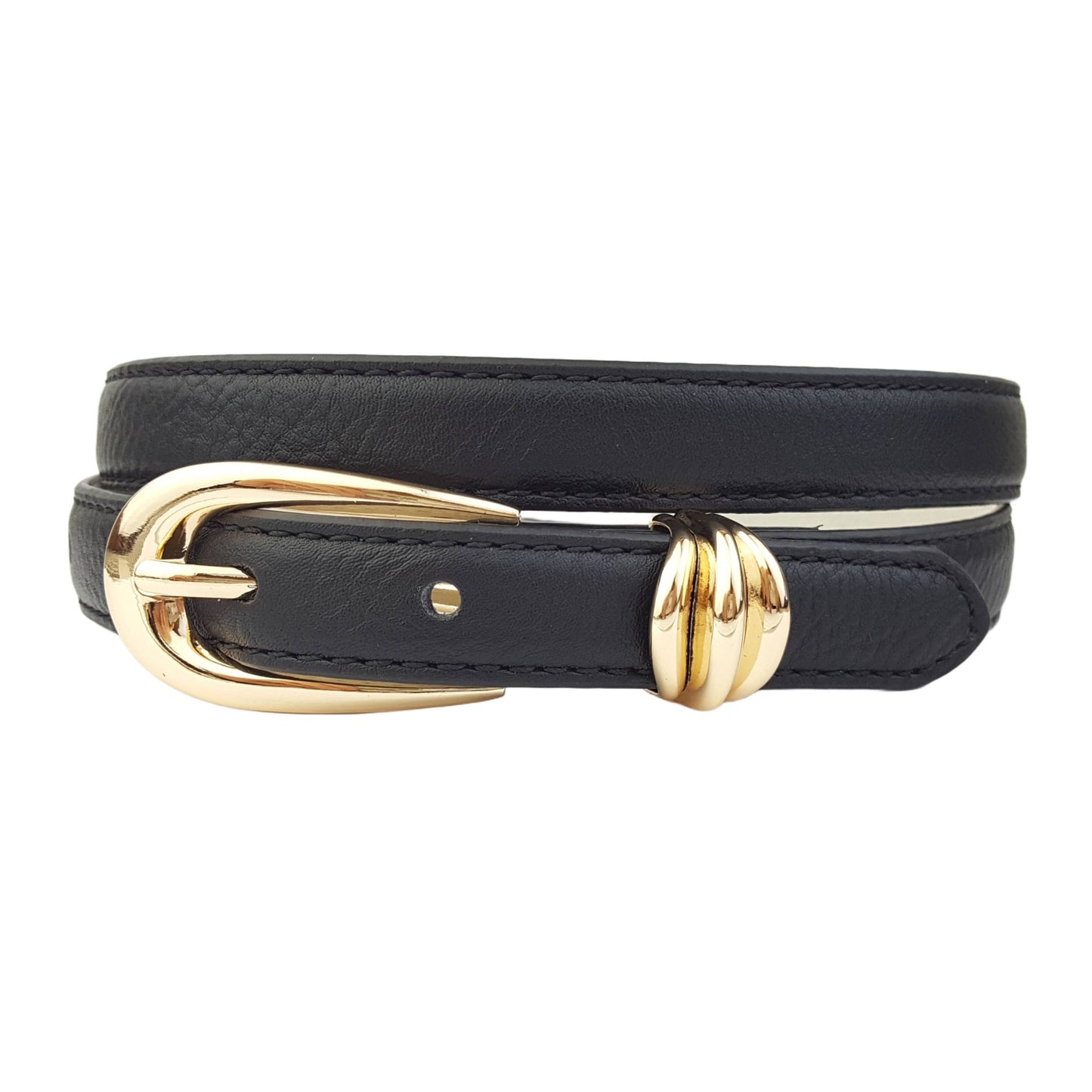 Skinny Gold Tone Buckle and Loop Belt