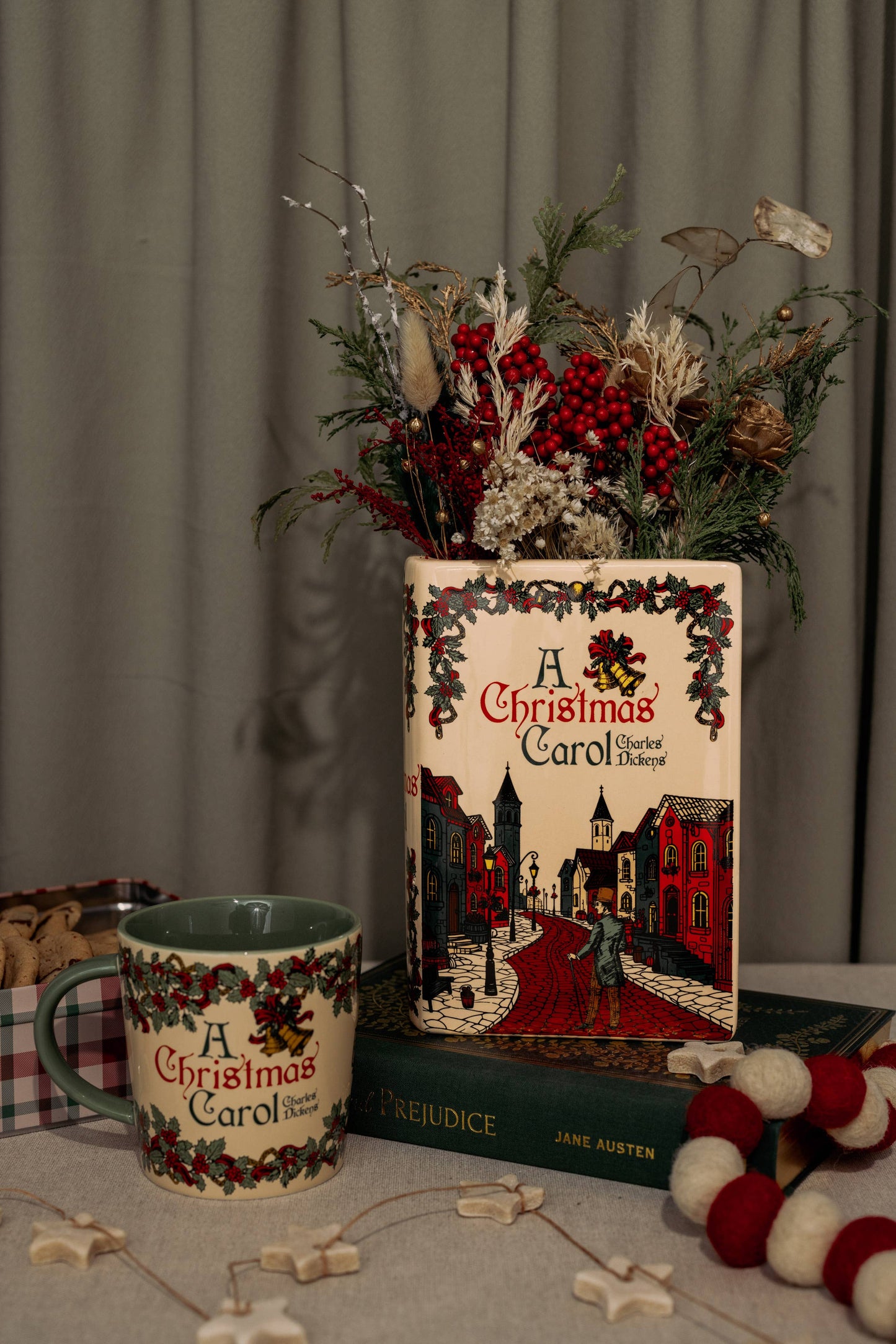 Large Holiday Book Vase, A Christmas Carol