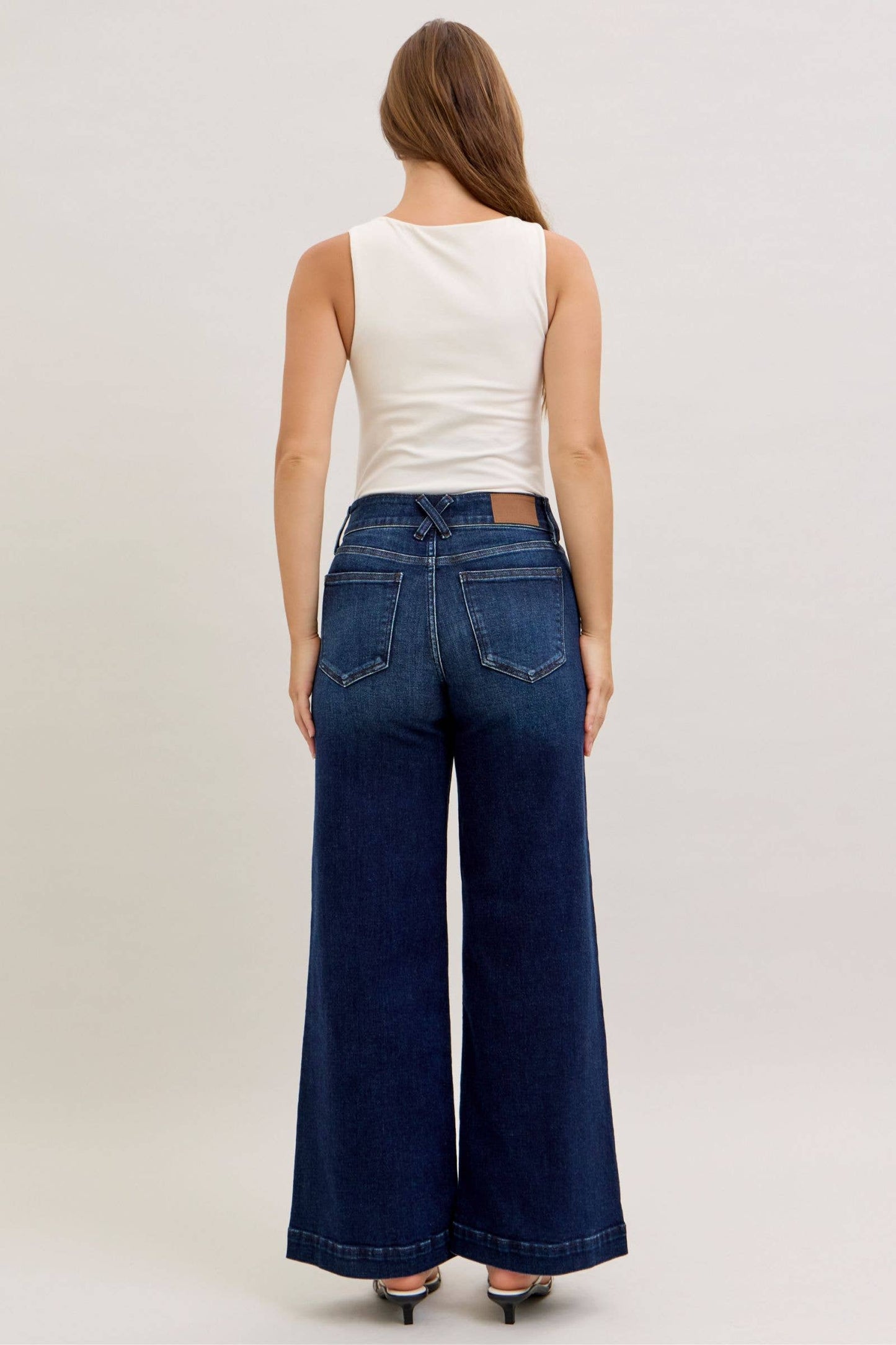 Judy Blue High Waist Dark Wash Wide Leg Trouser - 31” Inseam