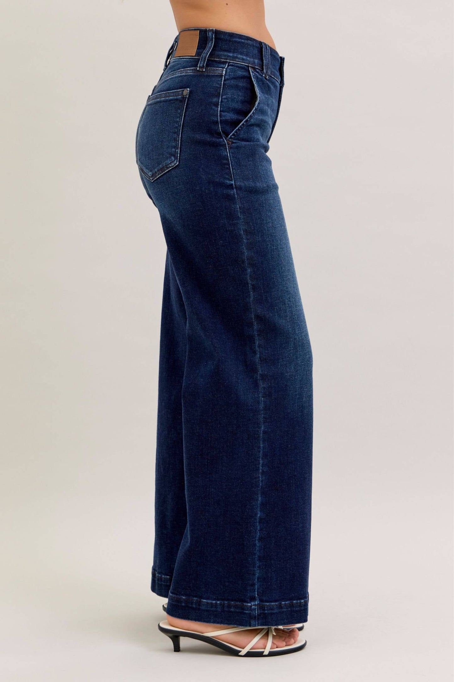 Judy Blue High Waist Dark Wash Wide Leg Trouser - 31” Inseam